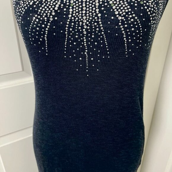 Vintage Wet Seal Crystal-Adorned Ribbed Maxi Dress – Y2K Glam Goth Revival, S/M - Picture 4 of 12